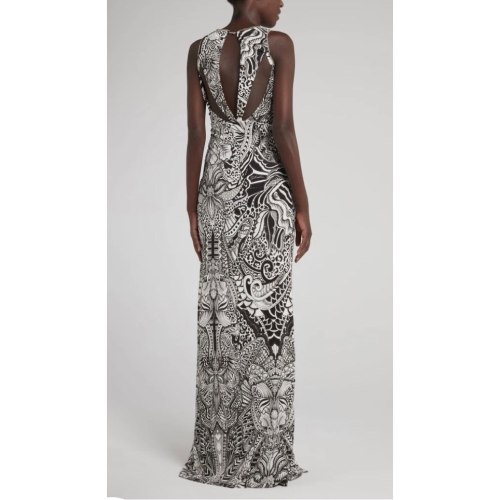 JUST CAVALLI SKETCH FLORAL CUT OUT DRESS - Picture 8 of 8
